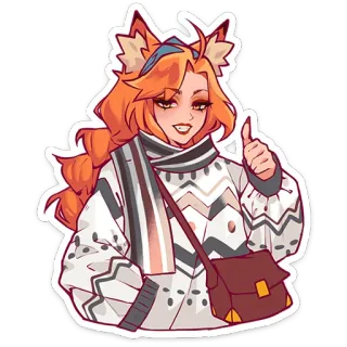👍 garota raposa, furry, garota anime, desenho animado, suéter, fofa whatsapp sticker