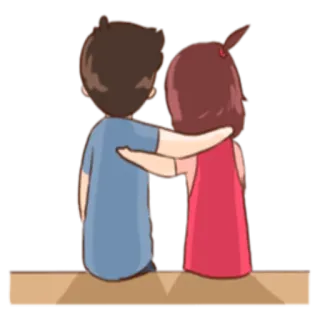 💏 couple, amour, relation, dessin animé, assis telegram sticker