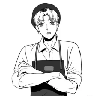 😕 Mangá, Avental, Personagem, Arte, Preto e branco telegram sticker