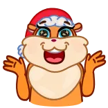 👏 chomik, święta, czapka Mikołaja, słodki, kreskówka, zwierzę, zima, świąteczny telegram sticker