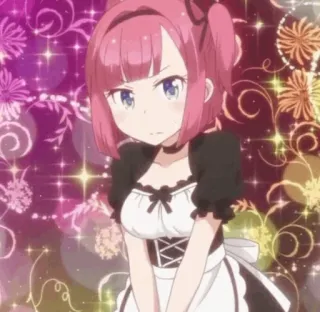 🍧 Anime, Gadis, Maid, Lucu, Kartun, Karakter, Rambut pink telegram sticker