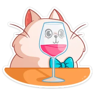 🍷 кот, вино, бокал, галстук-бабочка, милый, алкоголь telegram sticker