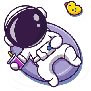 🧘‍♂ астронавт, космос, утка, напиток, мультфильм, плавающий, милый, смешной telegram sticker