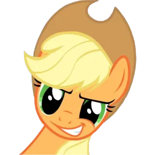😏 Applejack My Little Pony pony, dibujo animado, Applejack, amistad, sonrisa, caballo, animación telegram sticker