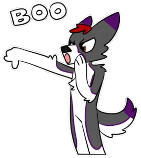 👎 BOO lobo, dibujos animados, pegatina, bu telegram sticker