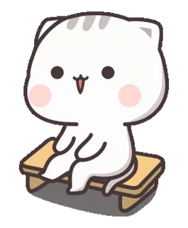 🙂 gato, fofo, kawaii, sentado, desenho animado telegram sticker