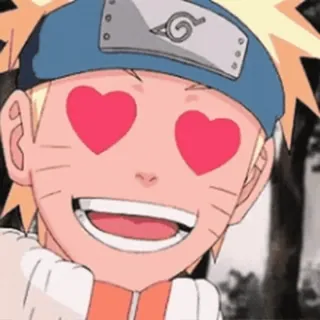 😍 Naruto anime, kreskówka, miłość, oczy w serca, uśmiechnięty, szczęśliwy, słodki telegram sticker
