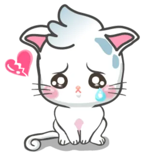 😩 cat, kitten, cute, sad, kawaii, heart, tear telegram sticker