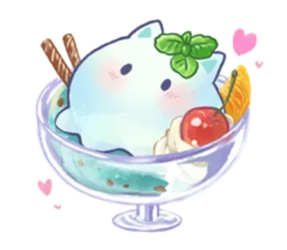 🍸 hidangan penutup, es krim, imut, hewan, manis, kawaii, makanan whatsapp sticker