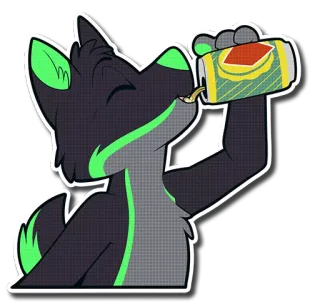 🍺 Furry, Lobo, Bebiendo, Cerveza, Lata, Dibujo animado, Arte digital telegram sticker