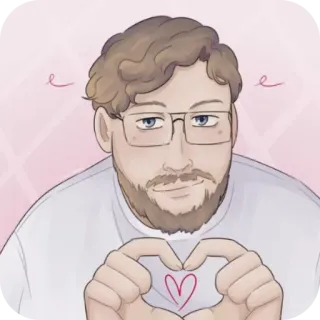 🖼 osoba, serce, miłość, kreskówka, postać, okulary, ręce telegram sticker