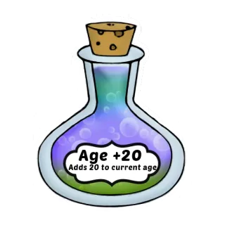 🍹 Age +20
Adds 20 to current age potion, age, magic, humor, funny, bottle telegram sticker