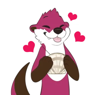 💖 lontra, cuori, carino, animale, conchiglia, cartone animato, felice, amore whatsapp sticker