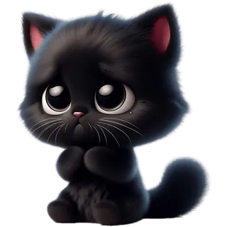 🥺 gato, gatinho, fofo, preto, animal, animal de estimação, kawaii, desenho animado whatsapp sticker