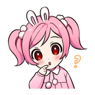 ❔ Chica anime, Dibujos animados, Rosa, Pregunta, Lindo telegram sticker