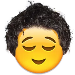 😌 Emoji, Wajah, Rambut, Damai, Santai whatsapp sticker