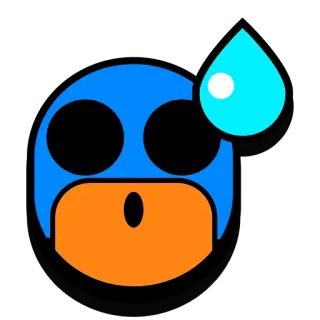 😳 表情符号, 汗, 蓝色, 震惊, 表情 telegram sticker