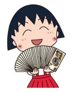 💸 Maruko Chibi Maruko-chan Maruko, Chibi Maruko-chan, Anime, Dessin animé, Fille, Joyeux telegram sticker
