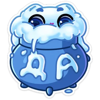 😌 A A caldero, mono, magia, poción, kawaii, dibujos animados telegram sticker