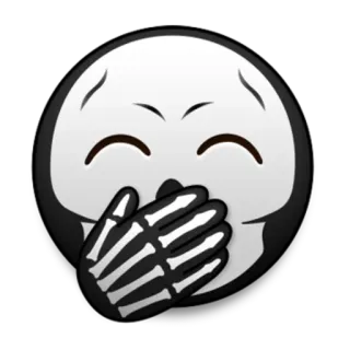 💀 emoji, skull, skeleton, laughing, hand, face telegram sticker