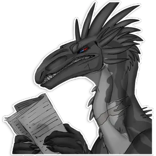 😐 dinosaur, reptile, reading, animal, furry, anthro telegram sticker