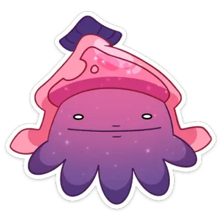 😐 cartone animato, calamaro, creatura marina, viola, rosa, carino whatsapp sticker