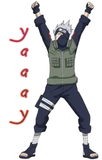 🥷 Kakashi Naruto yay anime, manga, cartoon, ninja, excited telegram sticker