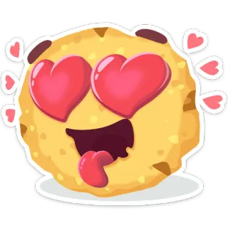 😍 cookie, love, emoji, cartoon, food, sweet telegram sticker
