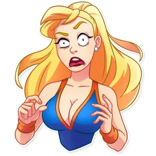 😨 Cartoon, Frau, Blonde Haare, Überrascht, Ausdruck telegram sticker