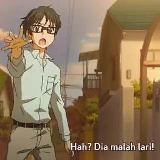 ✨ Hah? Dia malah lari! anime, surprised, running away telegram sticker