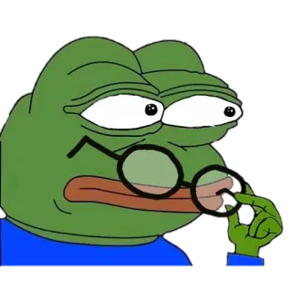 😐 Pepe the Frog пепе, лягушка, мем, думающий, очки whatsapp sticker