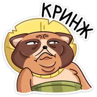 😬 КРИНЖ tanuki, mapache, humor, gracioso, cringe, expresión, animal whatsapp sticker