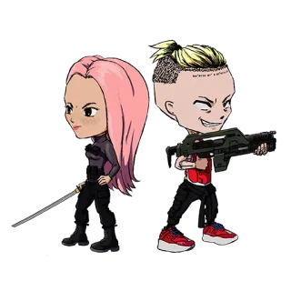 🙅 Desenho animado, Arma, Espada, Arma de fogo, Anime, Militar whatsapp sticker