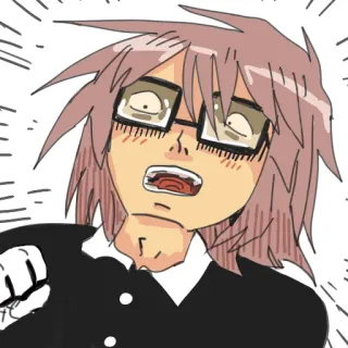 😯 Anime, Manga, Personaje, Asustado, Impactado, Expresión, Divertido, Gafas telegram sticker