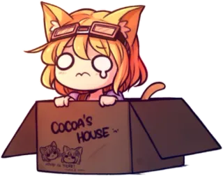 😍 Cocoa's House Anime, Carino, Ragazza gatto, Kawaii, Scatola whatsapp sticker