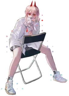 🤤 Power Chainsaw Man anime, devil, horns, character, fanart telegram sticker