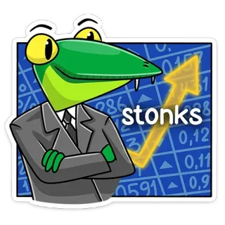 🙂 stonks Stonks, Meme, Kikker, Financiën, Aandelenmarkt, Beleggen telegram sticker