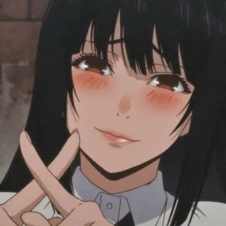 ❤️ Anime, Fille, Mignon, Rougir, Signe de paix, Personnage telegram sticker