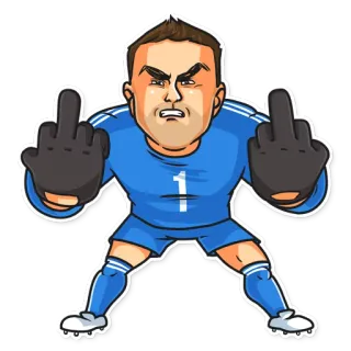 🖕 ฟุตบอล, อเมริกันฟุตบอล, ผู้รักษาประตู, นิ้วกลาง, ท่าทางดูหมิ่น, การ์ตูน telegram sticker