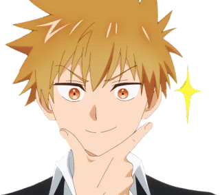 🤔 anime, anak laki-laki, kartun, karakter, berkilau whatsapp sticker