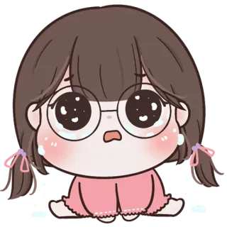 🧚‍♀ dibujos animados, chica, triste, llorando, lágrimas, gafas, kawaii, anime telegram sticker