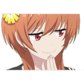 😏 аниме, девушка, самодовольный, мультфильм, персонаж whatsapp sticker