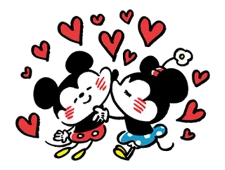 🐮 Mickey Mouse Mickey Mouse, Minnie Mouse, Disney, cartoon, love, hearts telegram sticker