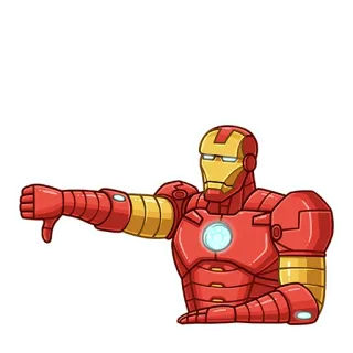 👎 Iron Man homem de ferro, super-herói, marvel, quadrinhos, polegar para baixo, deslike, desenho animado telegram sticker