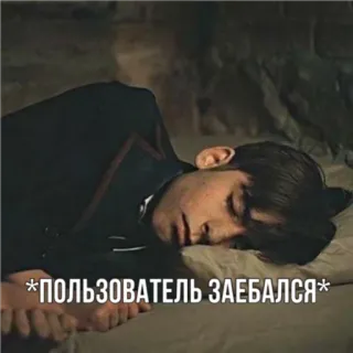 😩 *ПОЛЬЗОВАТЕЛЬ ЗАЕБАЛСЯ* esausto, stanco, dormire, russo, meme whatsapp sticker