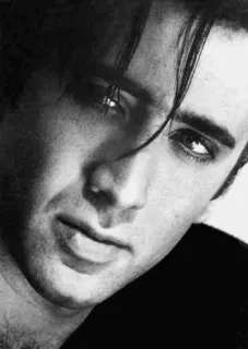 🥃 Nicolas Cage actor, portrait, black and white, celebrity telegram sticker