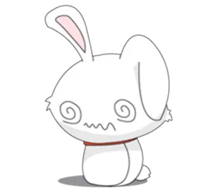 😲 dessin animé, lapin, étourdi, animal, blanc, mignon, animation whatsapp sticker