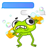 😬 rana, cartone animato, adesivo, espressione, shock, verde telegram sticker