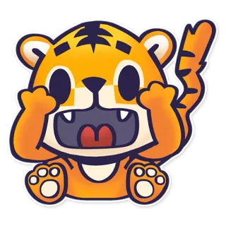 😵 tigre, animal, desenho animado, fofo, adesivo, brincalhão telegram sticker