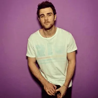 📎 man, white t-shirt, purple background, portrait, male, casual, person telegram sticker